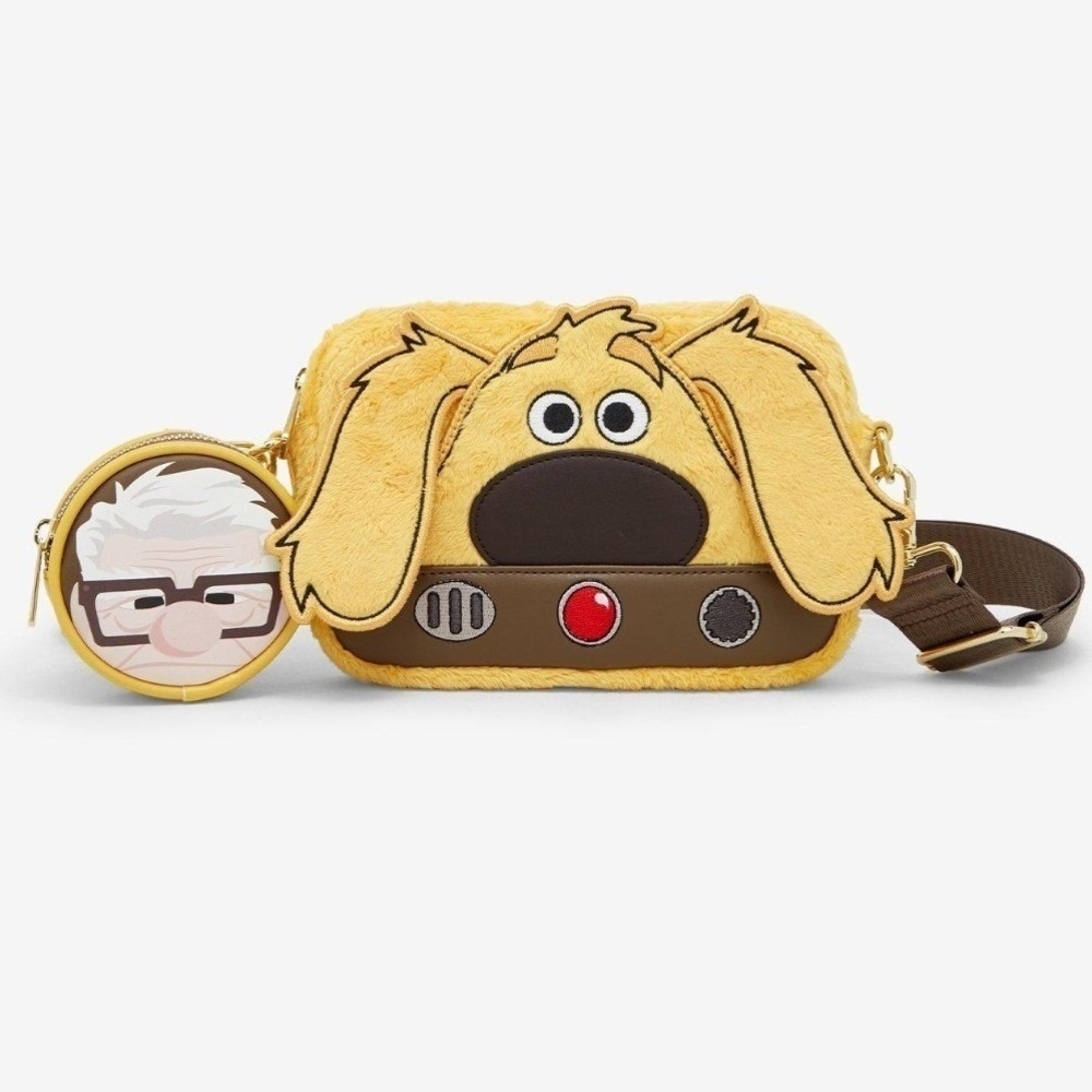 NEW Loungefly Disney Pixar Up Carl & Dug Sling Plush Crossbody Bag with Coin Bag